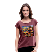 Load image into Gallery viewer, ZOOMI WEARS-Women's Roll Cuff T-Shirt - heather burgundy
