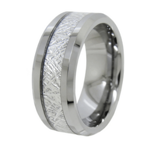 Silver Inlay Tungsten Wedding Engagement Ring for Men