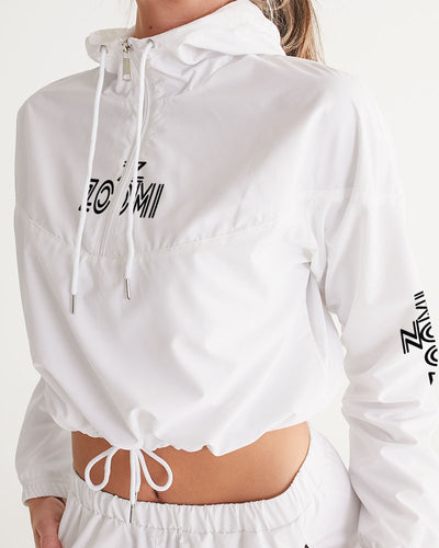 ZOOMI WEARS-WHITE-Women's Cropped Windbreaker