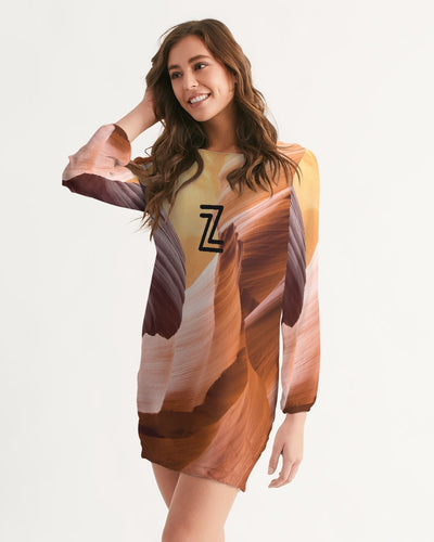 ZOOMI WEARS- Women's Long Sleeve Chiffon Dress