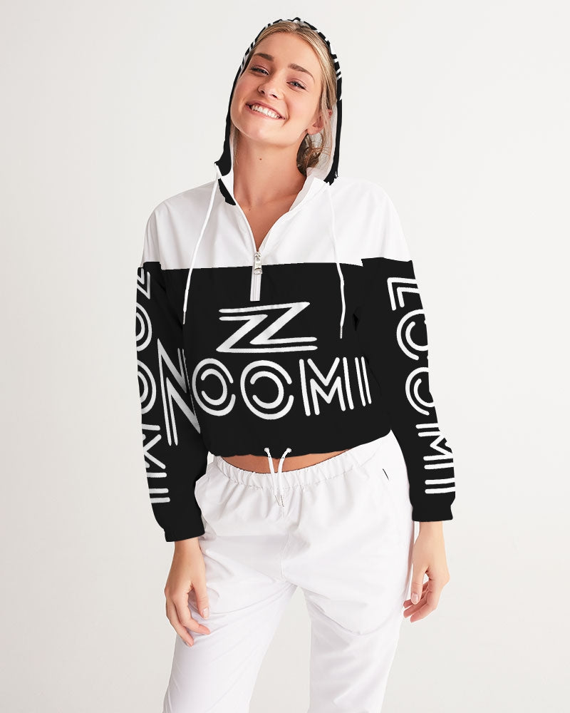 Women's Cropped Windbreaker  Black & White Swirl – aisoi