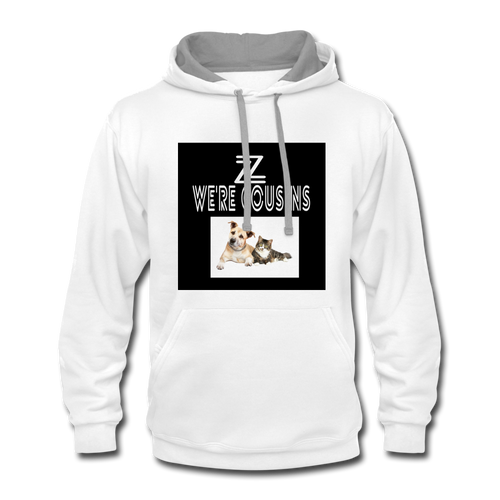 ZOOMI WEARS-WE'RE COUSINS-Contrast Hoodie - white/gray