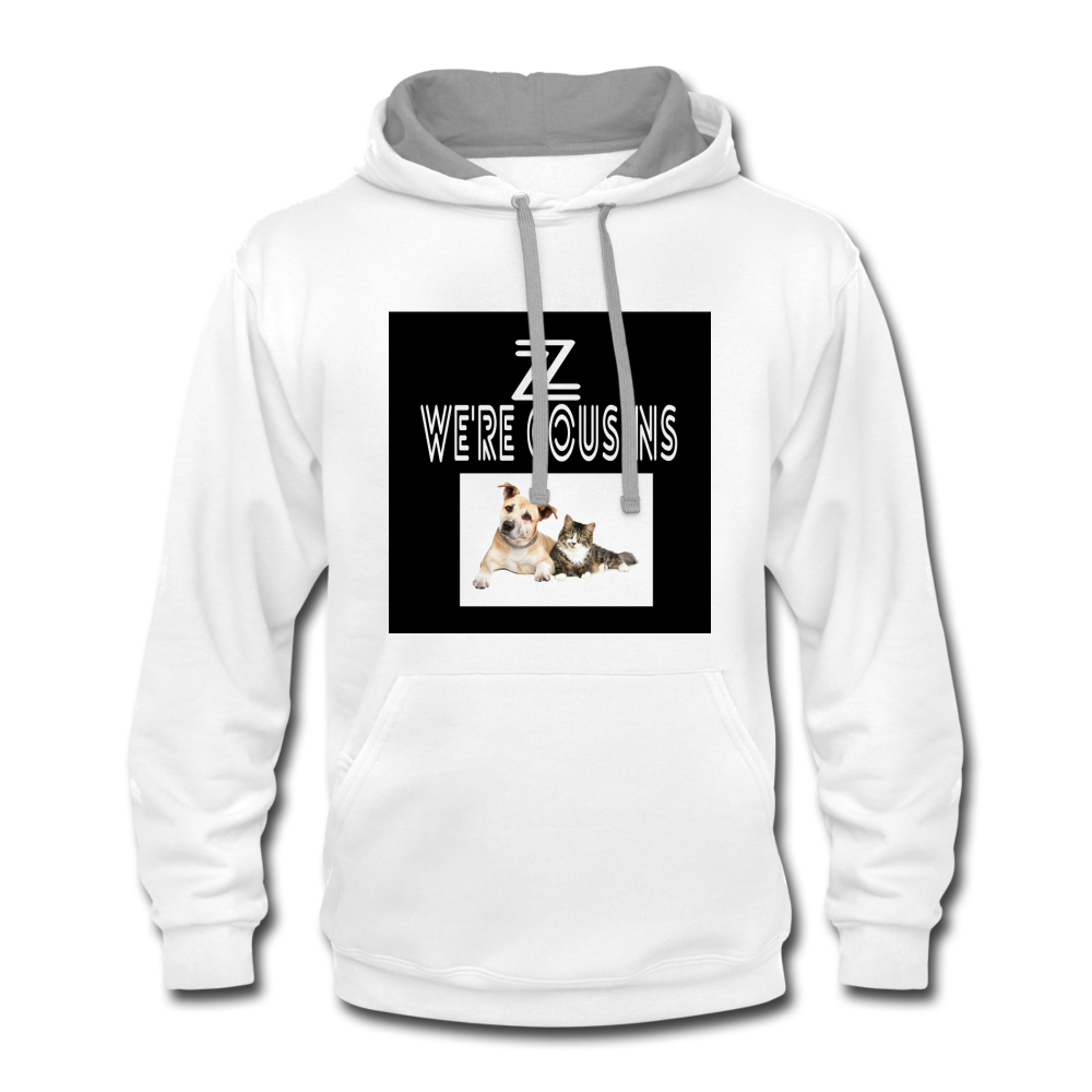 ZOOMI WEARS-WE'RE COUSINS-Contrast Hoodie - white/gray