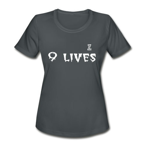 ZOOMI WEARS-9 LIVES-Women's Moisture Wicking Performance T-Shirt - charcoal