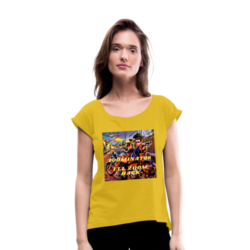 ZOOMI WEARS-Women's Roll Cuff T-Shirt - mustard yellow
