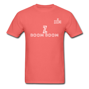ZOOMI WEARS "BOOM BOOM" Unisex Comfort Wash Garment Dyed T-Shirt - coral